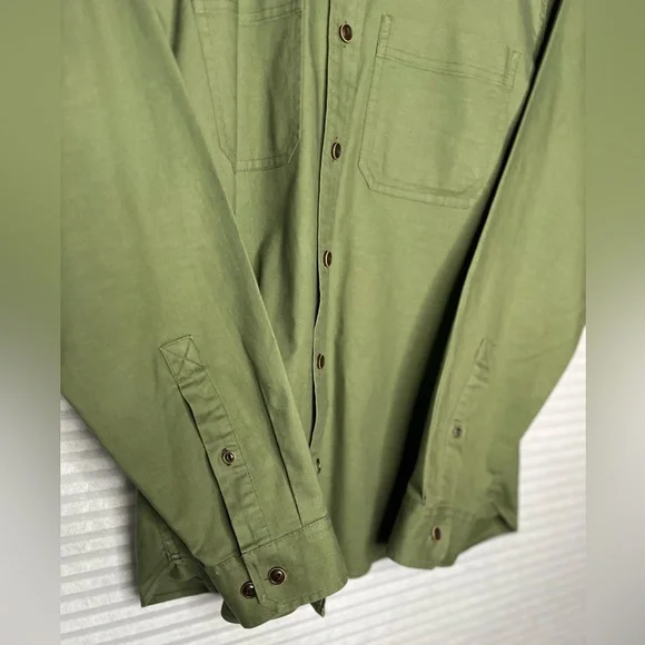 LL Bean BeanFlex® Twill Shirt, Traditional Untucked Fit, Long-Sleeve S REG Green - Picture 3 of 12